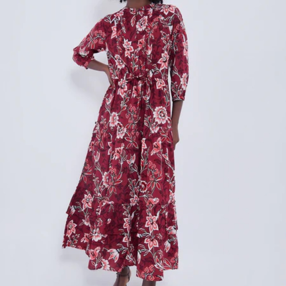 Tuckernuck Red Long Sleeve Sundress for Wedding Guest